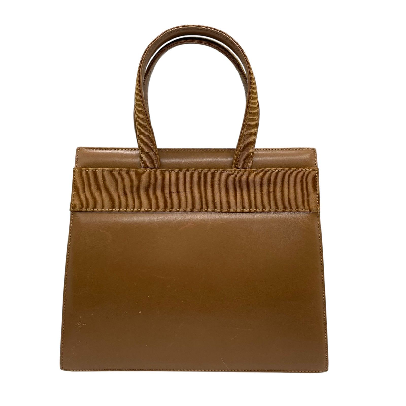 Ferragamo フェラガモ メタリックゴールドリボン付きハンドバッグ 極美品 フェラガモ ハンドバッグ トート ヴァラ リボン レザー