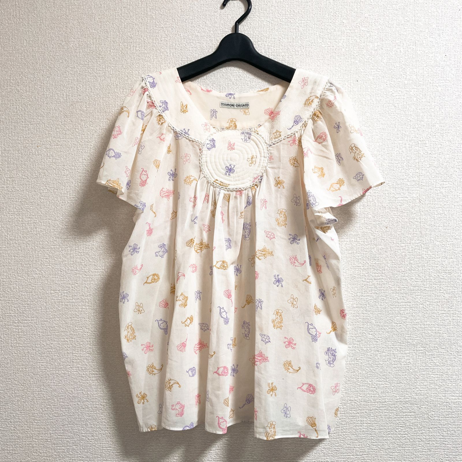 tsumori chisato ツモリチサト アイボリー×ブルーの花柄  Ｍ t0457856co1.jpg