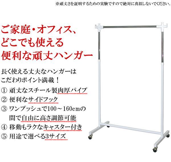 ハンガーラック L 頑丈 極厚パイプ 幅120cm 昇降式 高さ調節