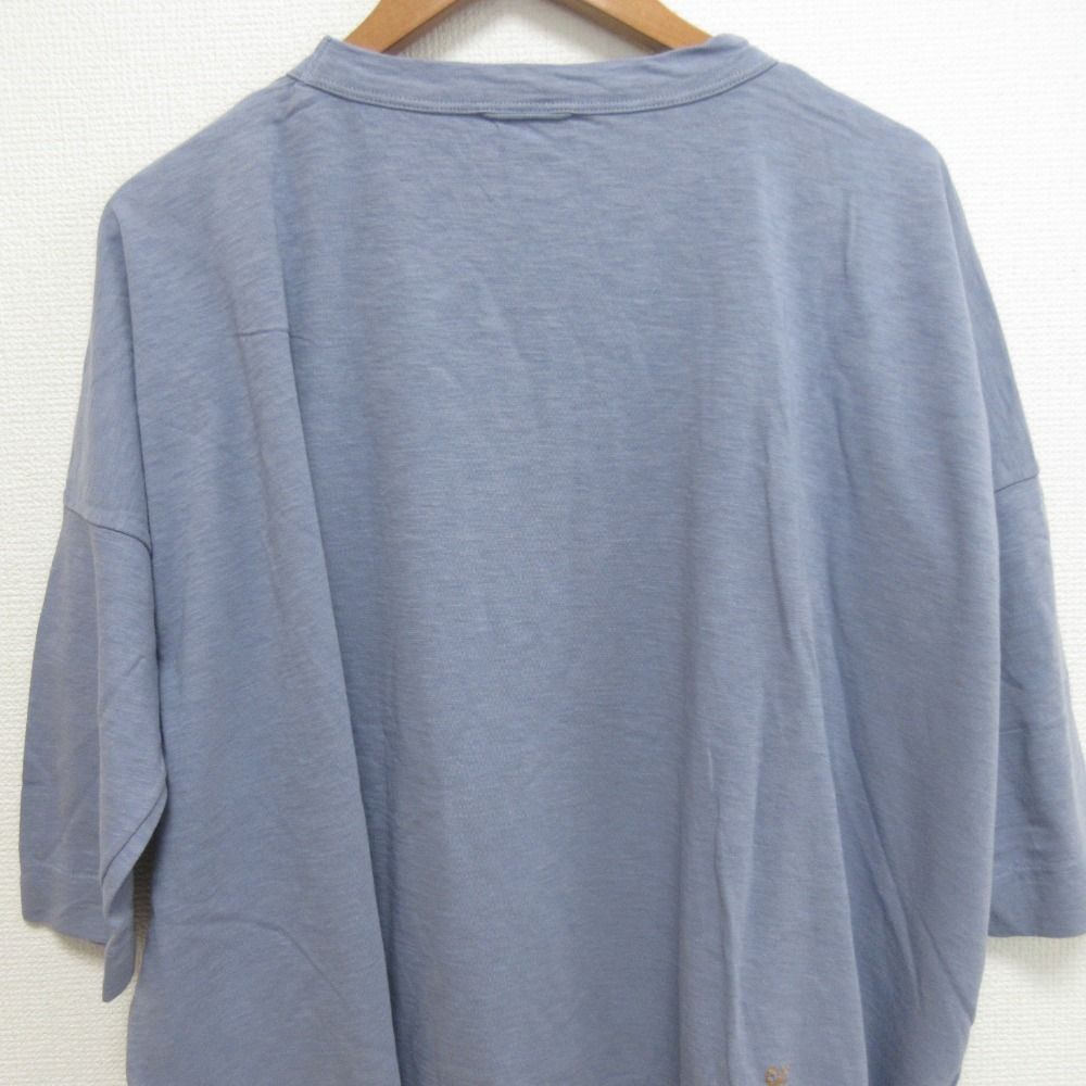 美品 45R フォーティーファイブアール ショートスリーブ 半袖 クルーネック カットソー Tシャツ サイズ4 ライトブルー レディース 古着 中古 美品 45R フォーティーファイブアール ロゴプリント ハーフ