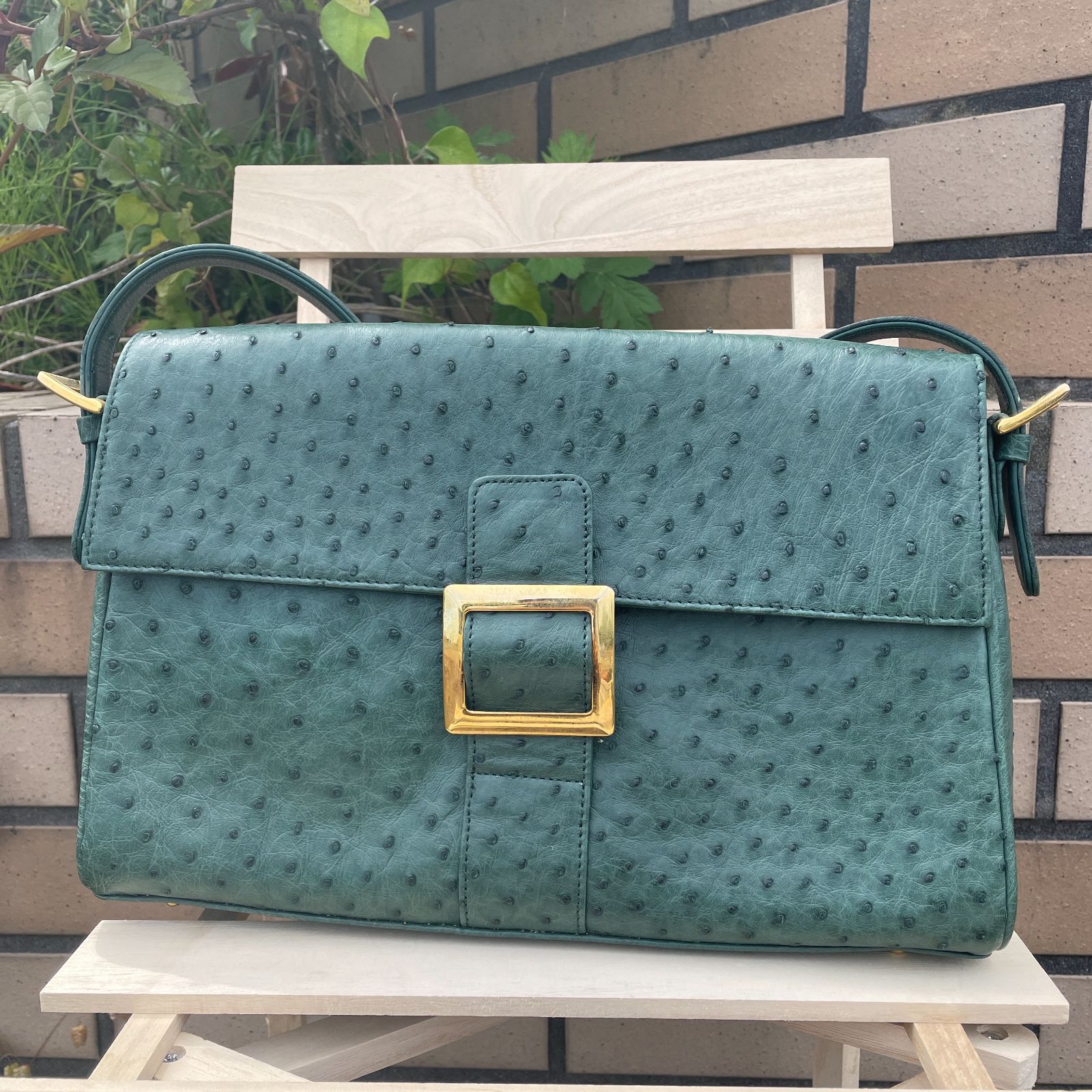 JARDIN DES SACS ダチョウ革オーストリッチレザー ショルダーバッグ ...