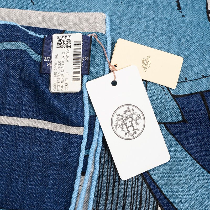 エルメス カレ140 ジェアン ショール ミステリアスライダー マリン  