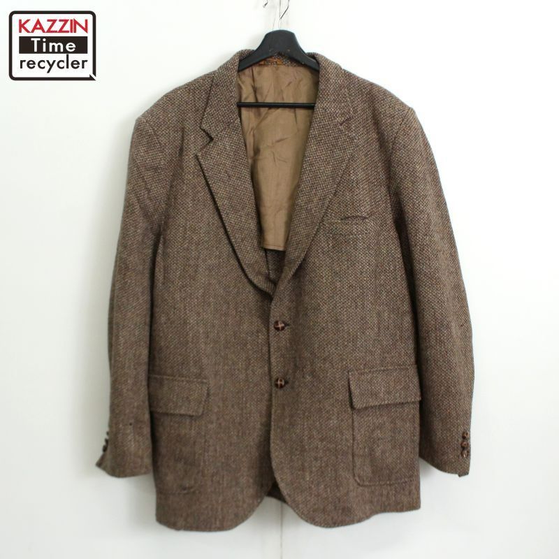 80s USA製 vintage HARRIS TWEED ウール テーラードジャケット メンズ XLサイズ相当 ビッグサイズ オーバーサイズ