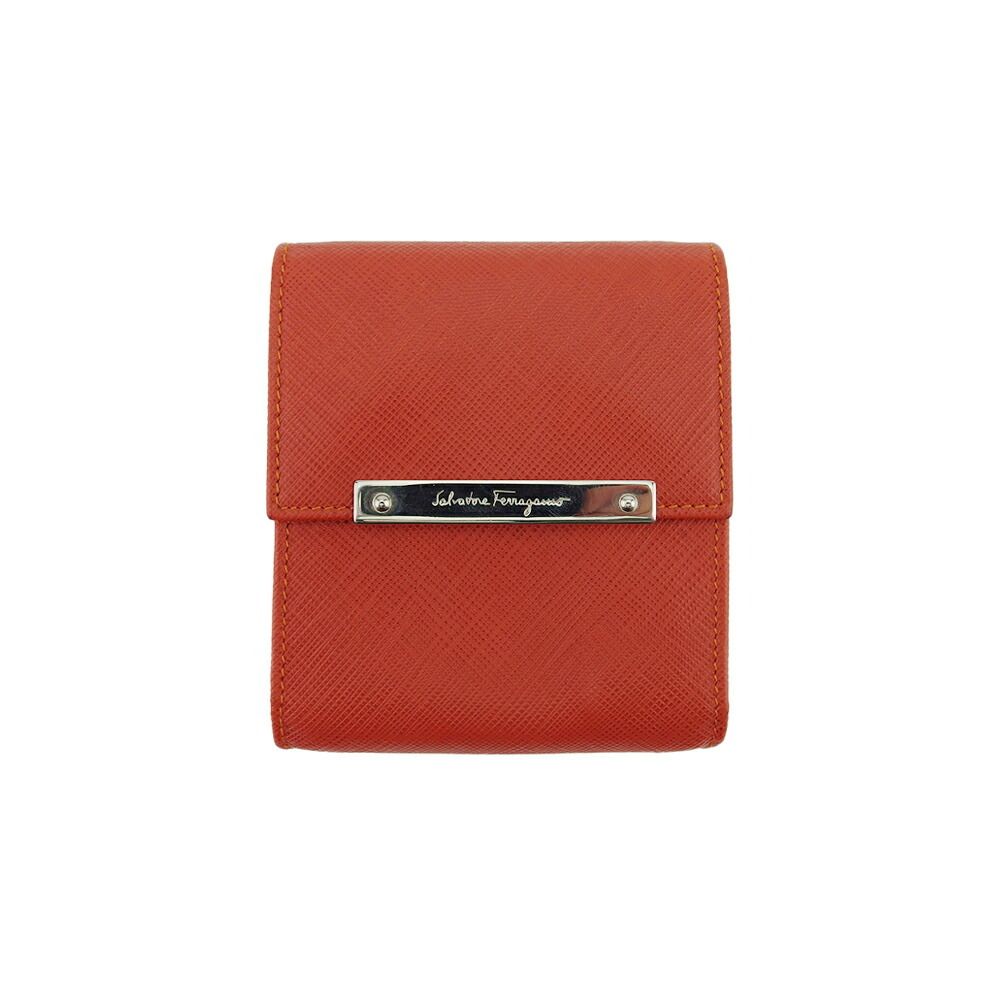 サルヴァトーレフェラガモ Salvatore Ferragamo シガレットケース オレンジ シルバー レディース
