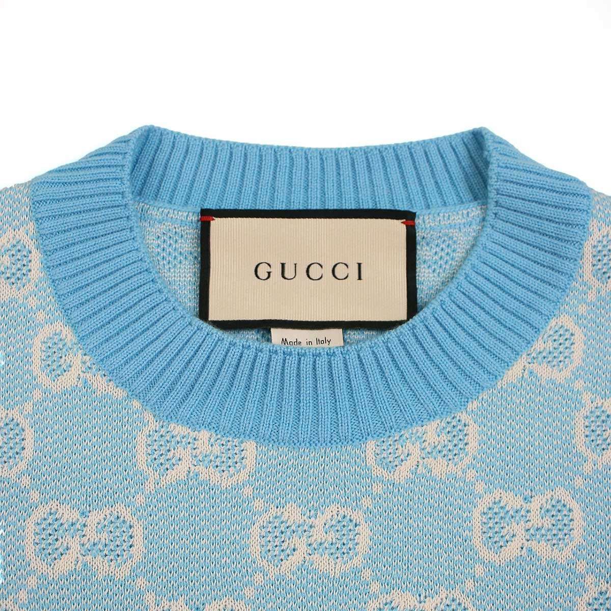 GUCCI グッチ 20AW GGジャガードコットンウールニットセーター 629459 XKBHQ ブルー XS