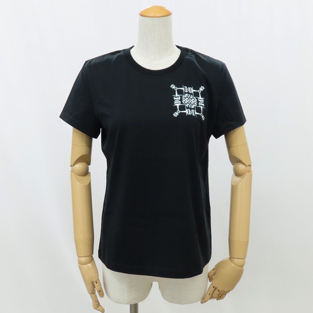 【名古屋】エルメス Tシャツ 4H4642DA ブラック サイズ36 コットン ラウンドネック トップス アパレル レディース 未使用 名古屋】エルメス Tシャツ 4H4642DA ブラック サイズ36 コットン
