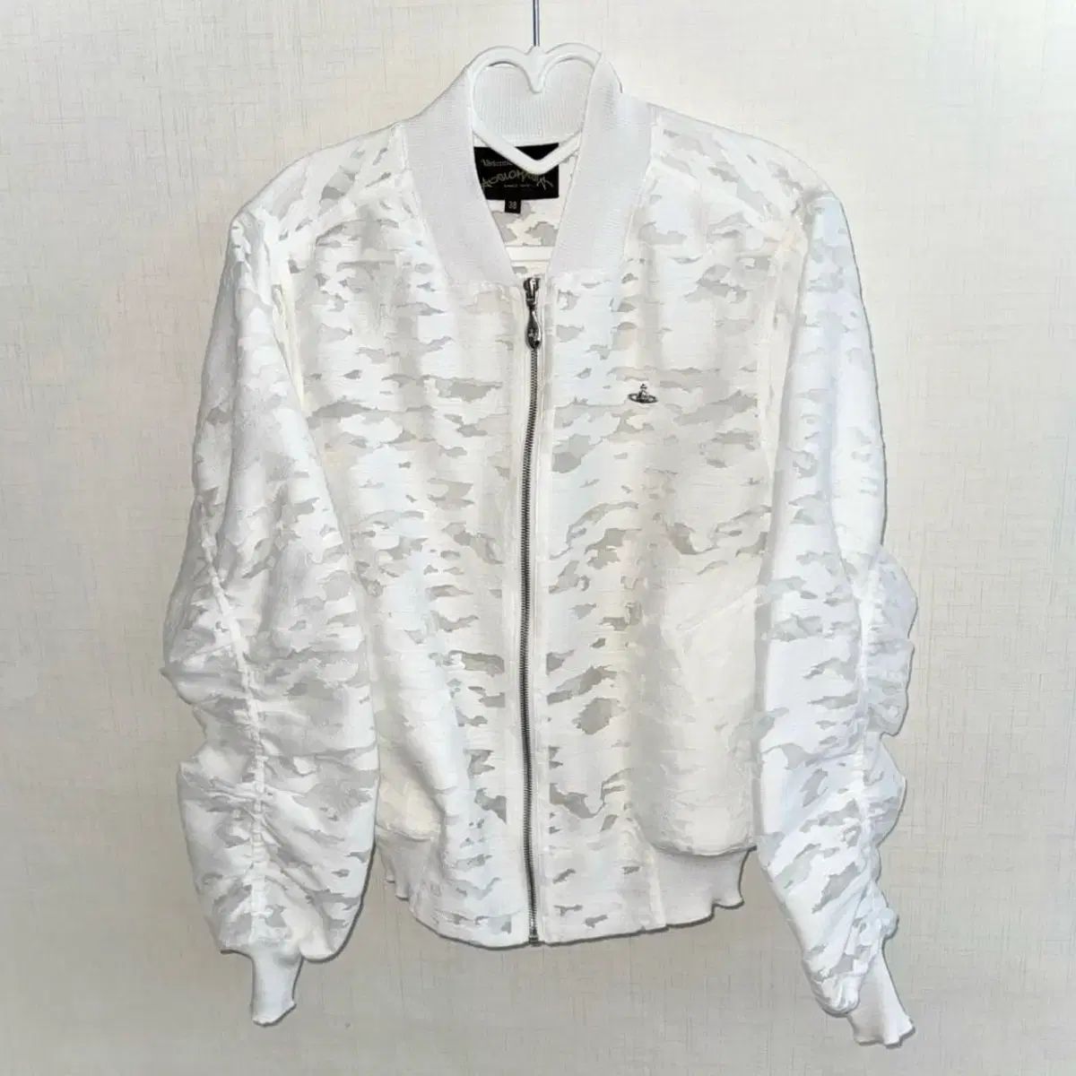 Vivienne Westwood ヴィヴィアン ウエストウッド アングロマニア 白 シルバー シャーリング ジップアップ ブルゾン ジャケット 38 SIROKUMA-CORPORATION_COM