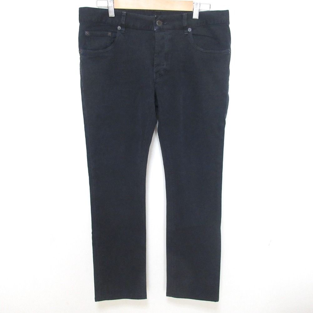 美品 PRADA プラダ ボタンフライ ストレッチ コットンツイルパンツ 33 ブラック メンズ 古着 中古 USED