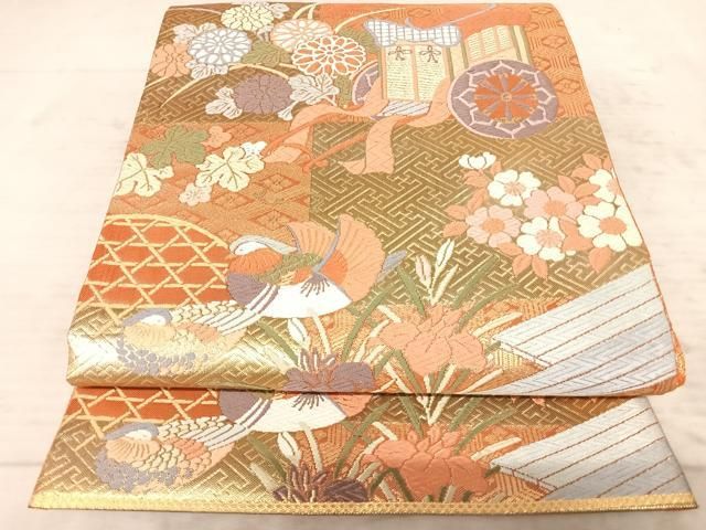 平和屋着物◎佐賀錦 六通柄袋帯 唐織 華翔能衣文 金糸 正絹 逸品