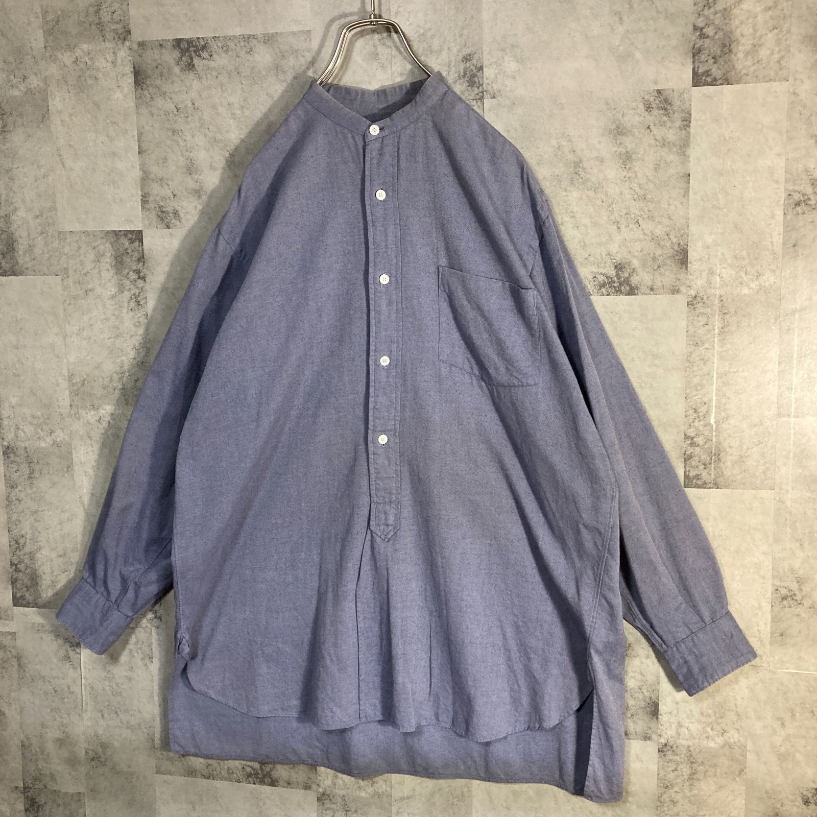 COMOLI 長袖シャツ サックスブルー サイズ2 日本製 COMOLI コモリ 長袖 バンドカラー ロングシャツ サックス