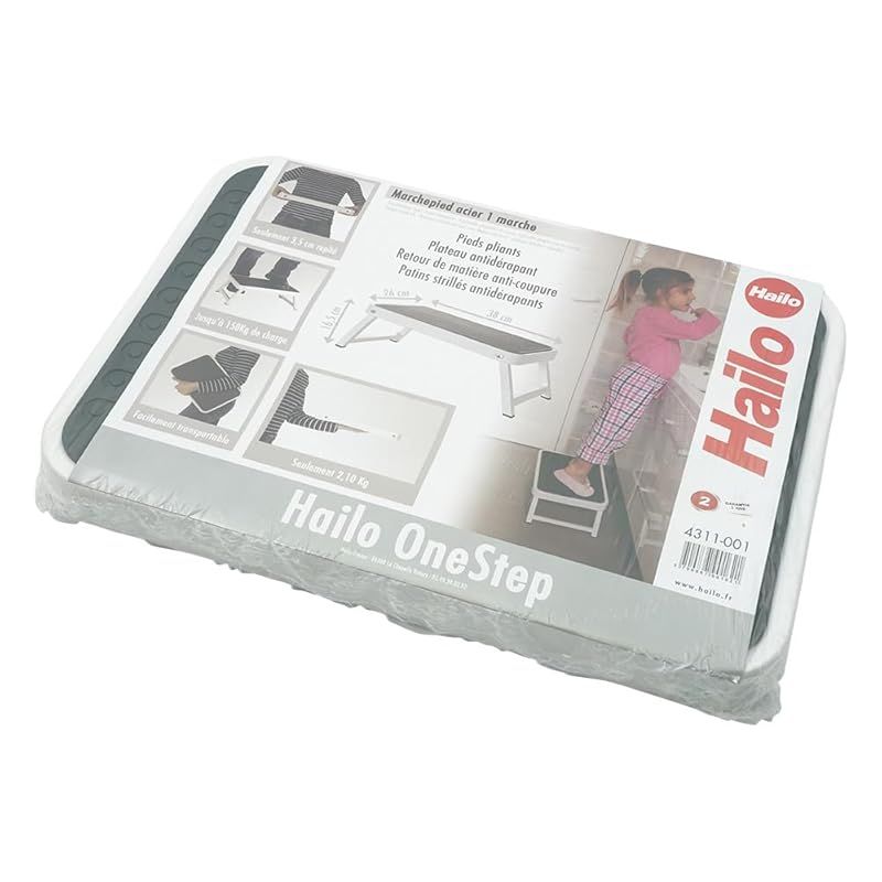 Hailo ワンステップ 60098 ミニ脚立 省スペース 折りたたみ コンパクト 脚立 踏み台 ホワイト 使用時サイズ W38×D26×H16cm 収納時サイズ W38×D26×H3.5cm 0