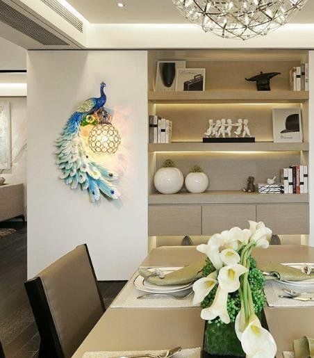 高品質 青色 孔雀 鳥 動物 壁掛け照明 壁掛け灯 インテリア照明 壁掛け灯 照明 WWW_TOUSALAFERME_COM