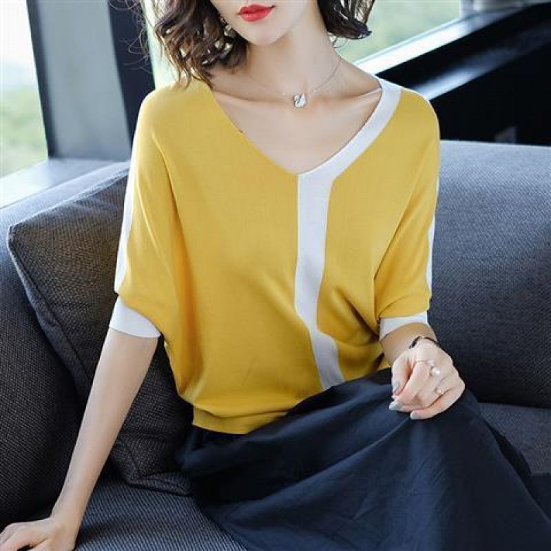 ニット 半袖 薄手 レディース vネック サマーニット Tシャツ トップス 春 夏 きれいめ 大きいサイズ サマー 通勤 オフィス 冷房対策 大人 JLGb794