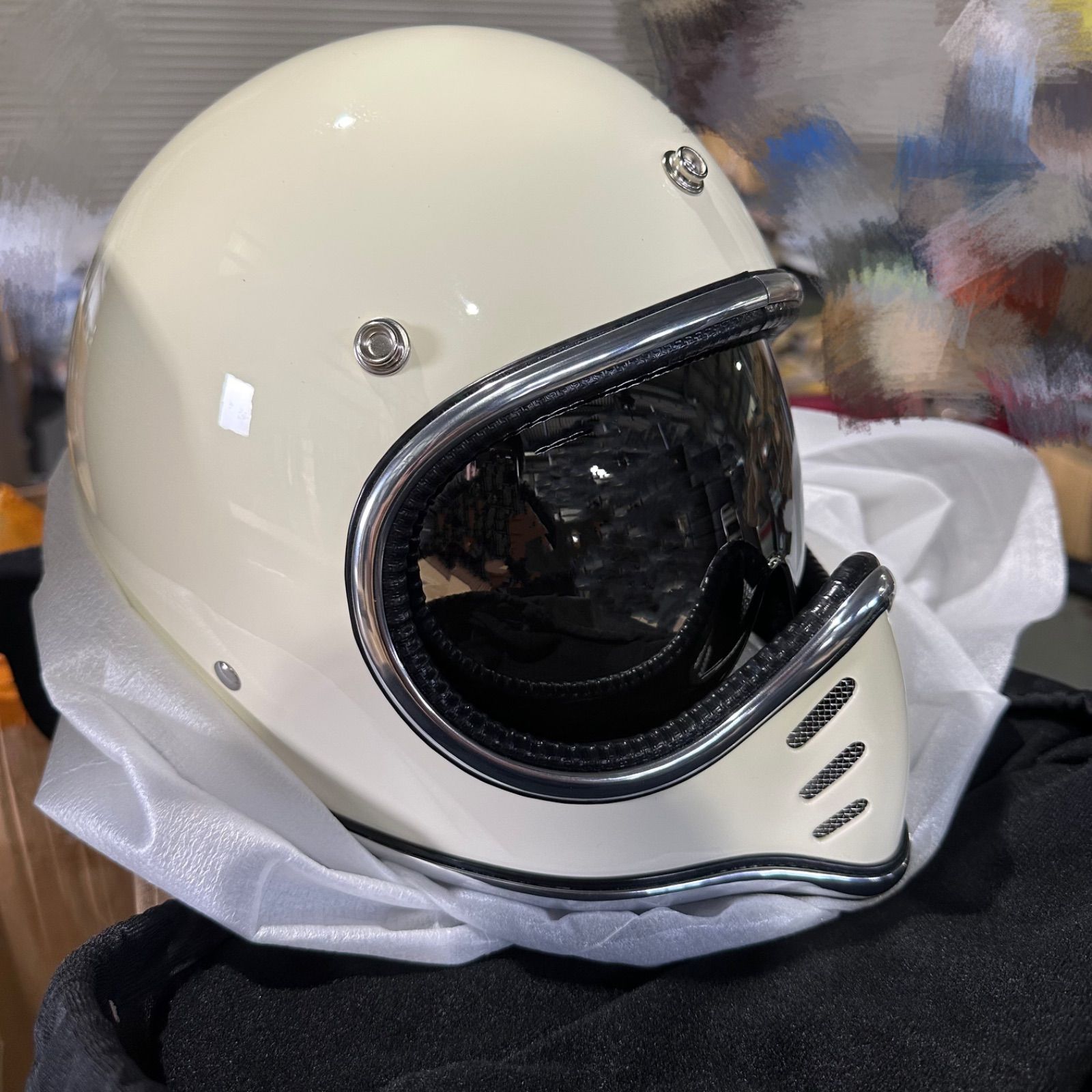 アイボリー レトロ フルフェイス ヴィンテージ アメリカン ハーレー クラシック オーシャンビートル MTX NoBudz minimoto SR 250TR