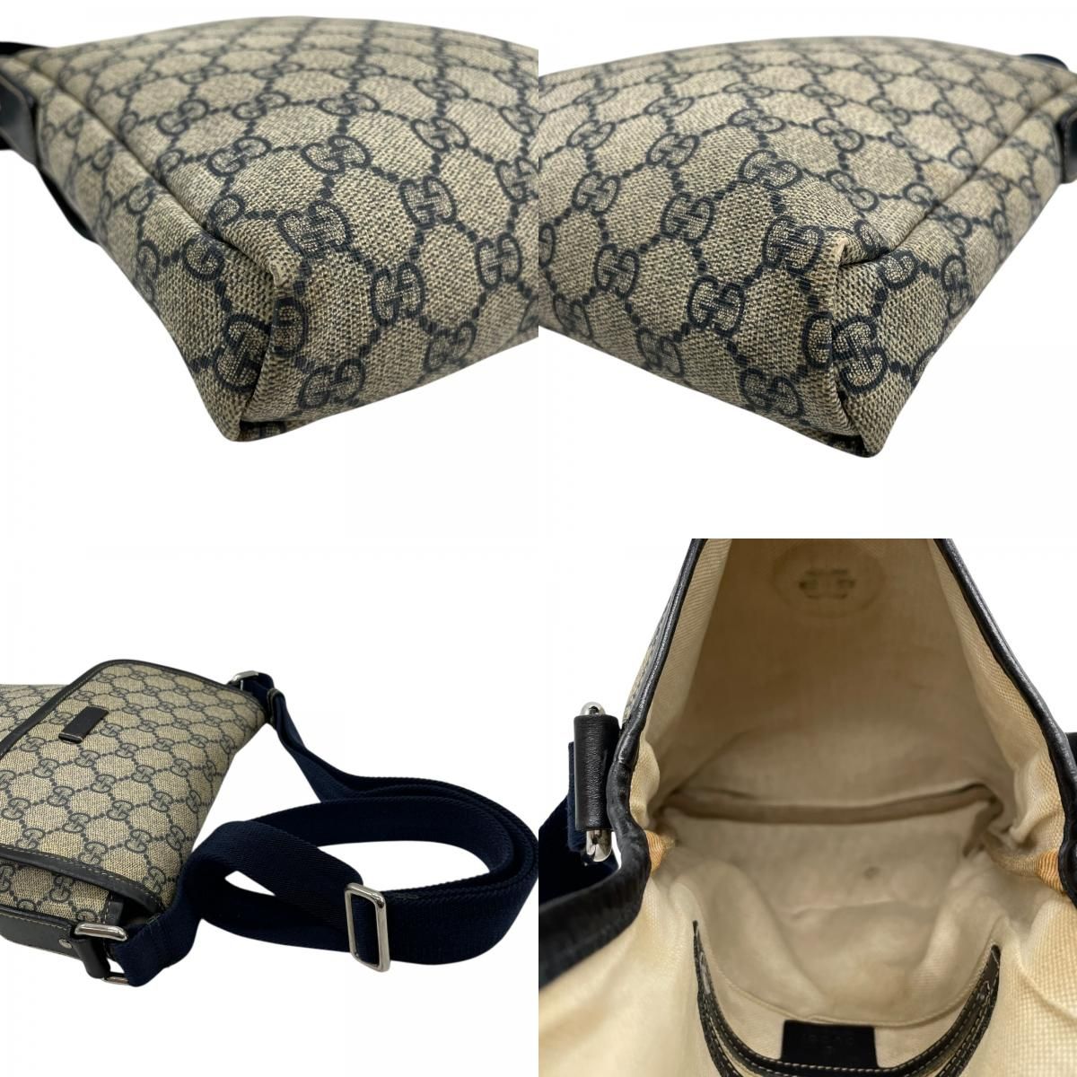 GUCCI グッチ GGスプリーム ショルダーバッグ 223666 紺 ネイビー
