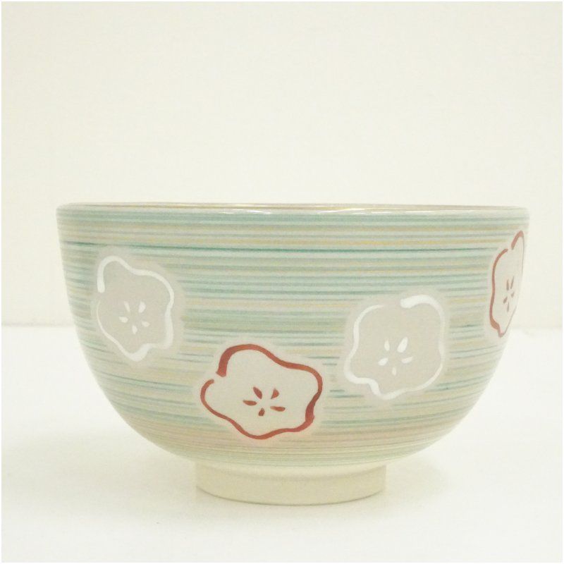 川添寿楽造 色絵梅茶碗（箱付） 茶道 抹茶 おしゃれ 抹茶茶碗