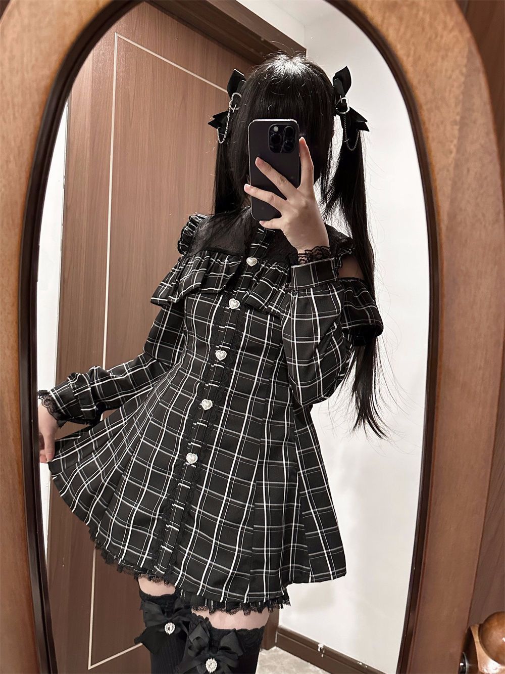 カラフルチェック柄ガラス皿 約30cm 青 ガラス皿