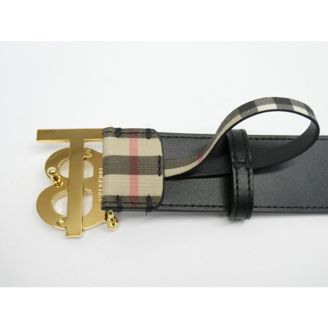 【極美品】バーバリー ノバチェック ベルト シルバー ブラック イタリア製 バーバリー BURBERRY ノバチェック TBロゴ レディース ベルト