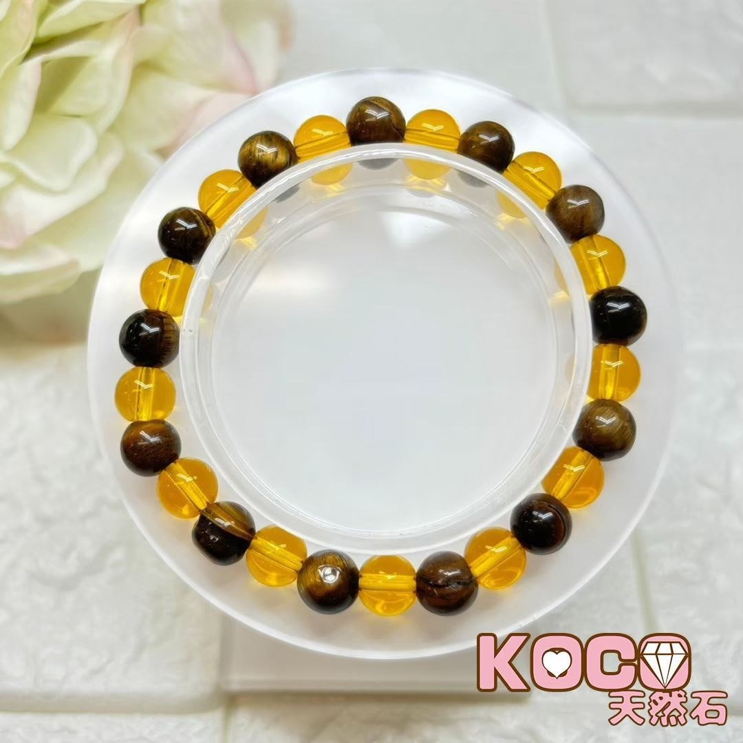 蓮(シトリン)/タイガーアイ/スモーキークォーツ】内径約15.5cm 浄化