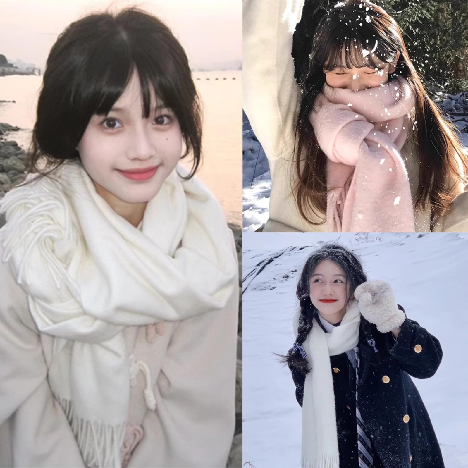 売切注意 肌触り良い 柔らかい 暖かい 肩掛け 冷え対策 防寒保温 羽織り フリンジを含む 厚手 200 cm×68 cm プレゼント 無地 大判 通勤 通学 ストール マフラー 男女兼用 カシミヤタッチ Laisve