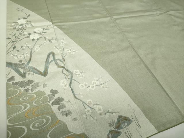 平和屋着物○本塩沢 訪問着 藤倉守正 やまだ織 流水枝梅 金彩 鈴乃屋
