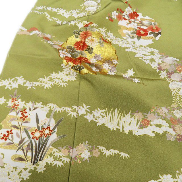 未着用 金駒刺繍 雪輪 着物“花の雪輪に心したため” トール 訪問着 3008 特選 訪問着 着物 未使用 袷 作家物 本加工 金駒刺繍 雪輪に花