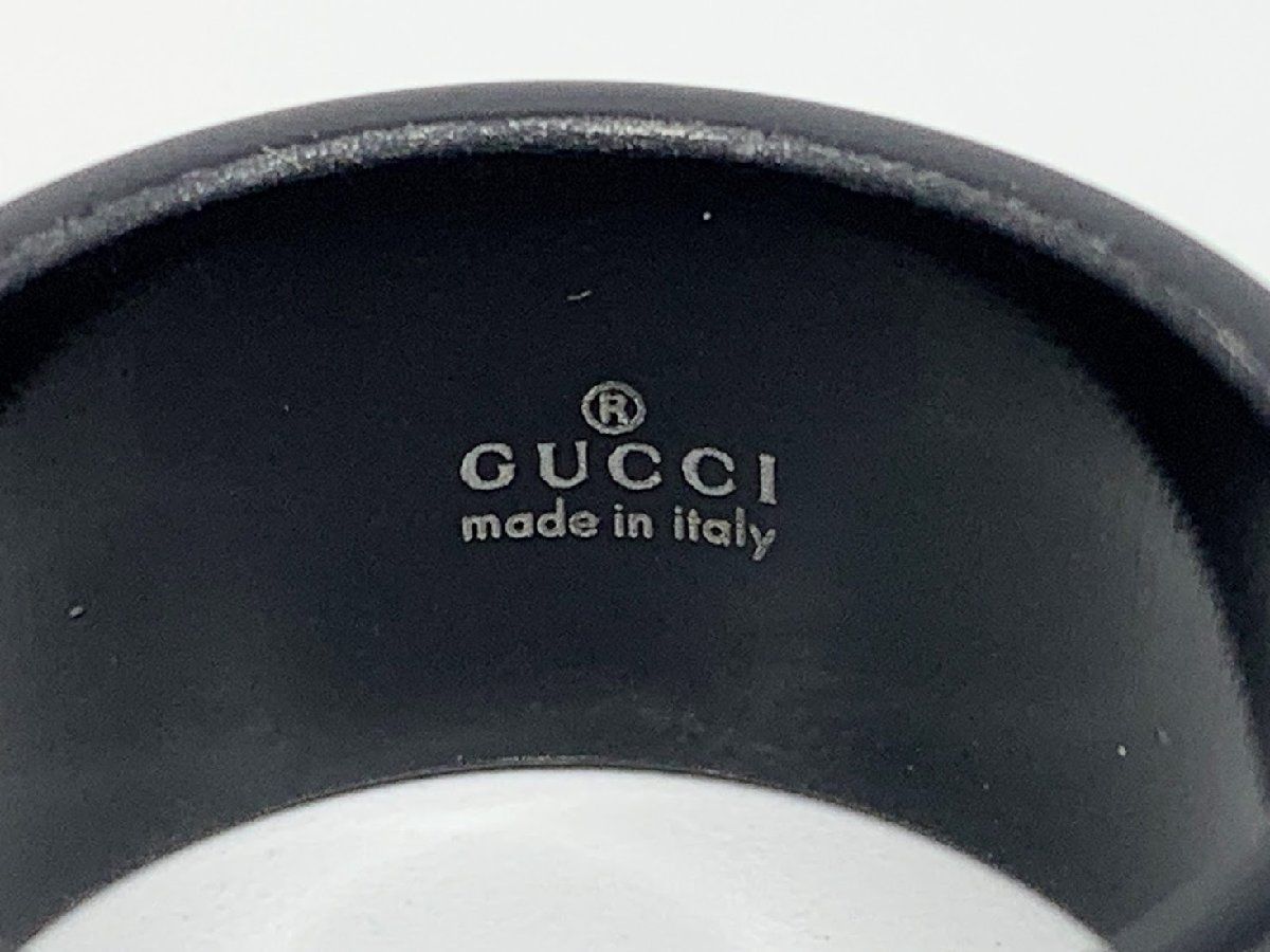 GUCCI グッチ GG アイコン ワイド ブラックコランダム リング 指輪 #22