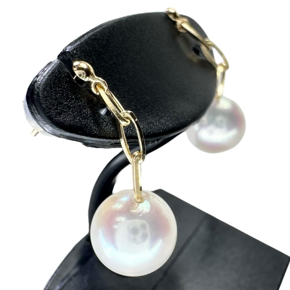 アコヤ真珠 7.6mm ピアス K18ゴールド 18金 1.9g レディース 【中古  