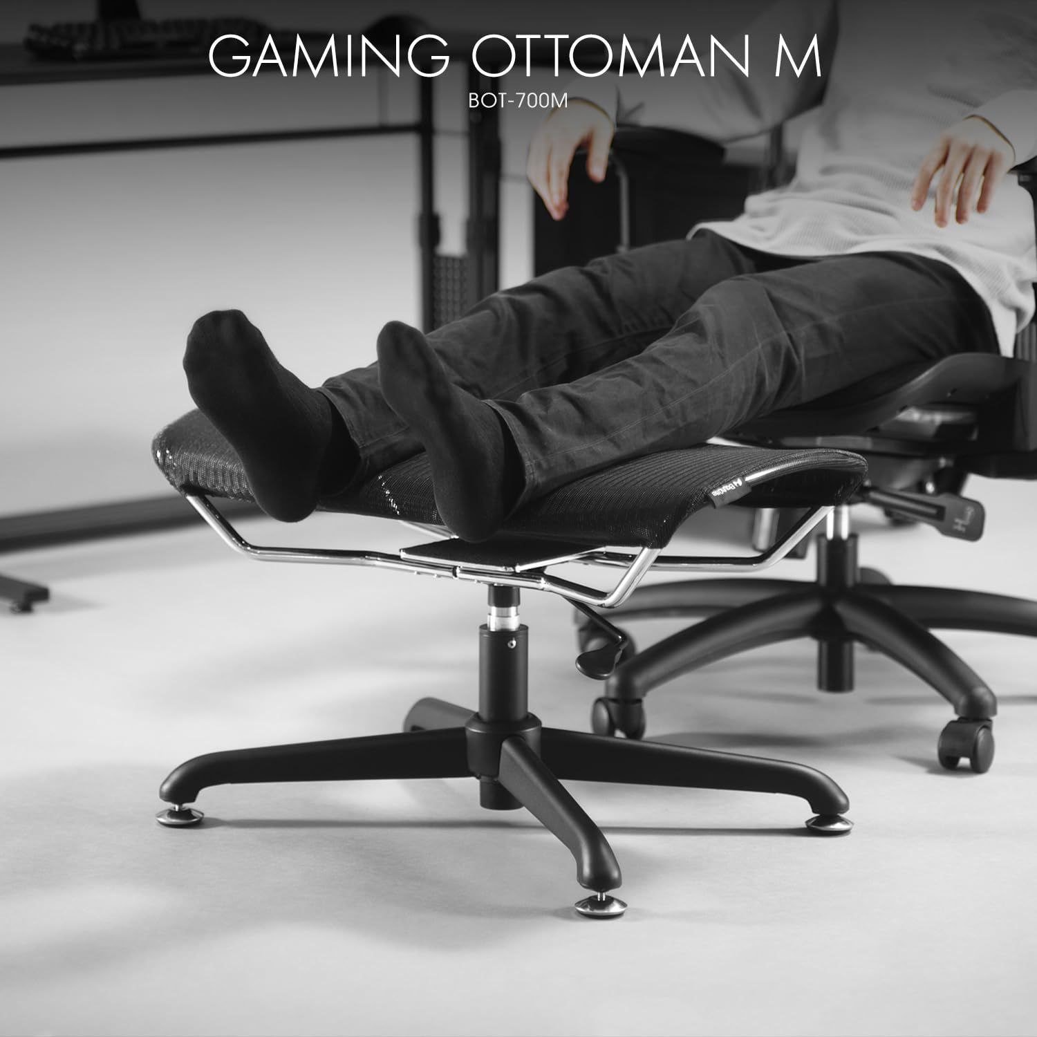 人気商品 デスク下 ゲーミングチェア オフィスチェア スツール 足置き台 通気性 メッシュ BOT-700M-BK ゲーミングオットマンワイドM Bauhutte バウヒュッテ WWW_NOITHATQUANGTHANH_NET