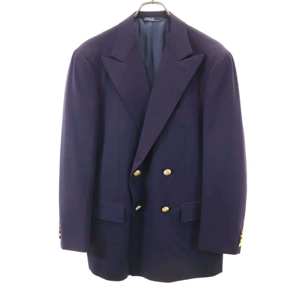 90s ポロバイラルフローレン 紺ブレ ダブル テーラードジャケット AB6 90s ポロバイラルフローレン 紺ブレ ダブル テーラードジャケット AB6