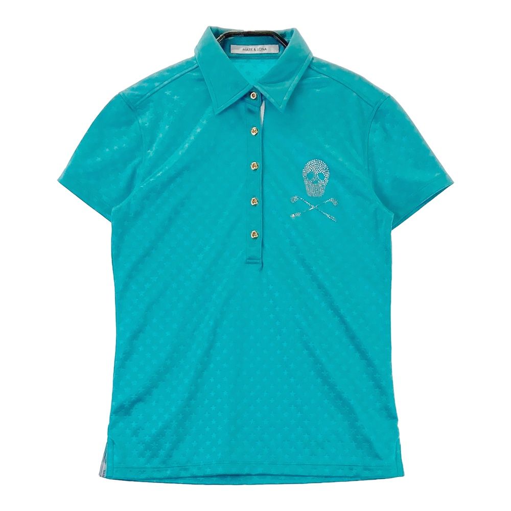 サイズ S MARK-LONA マークアンドロナ 半袖ポロシャツ 星 総柄 ブルー系 240101538080 ゴルフウェア レディース ストスト