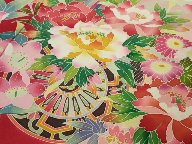 百貫石峰 手描き友禅 訪問着 花籠柄 168 平和屋本店□極上 京加賀