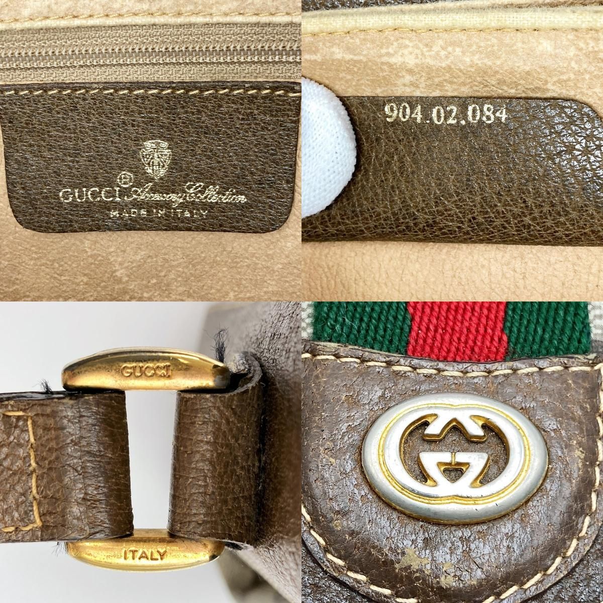 極 美品 オールドグッチ GG ロゴ レザー ショルダーバッグ