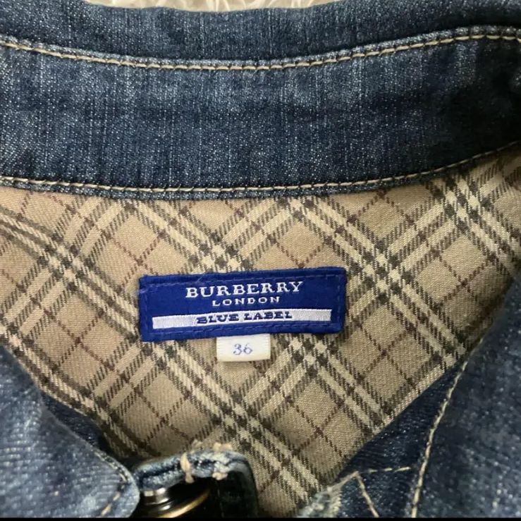 美品！BURBERRY バーバリー デニムワンピース ノバチェック 金ボタン