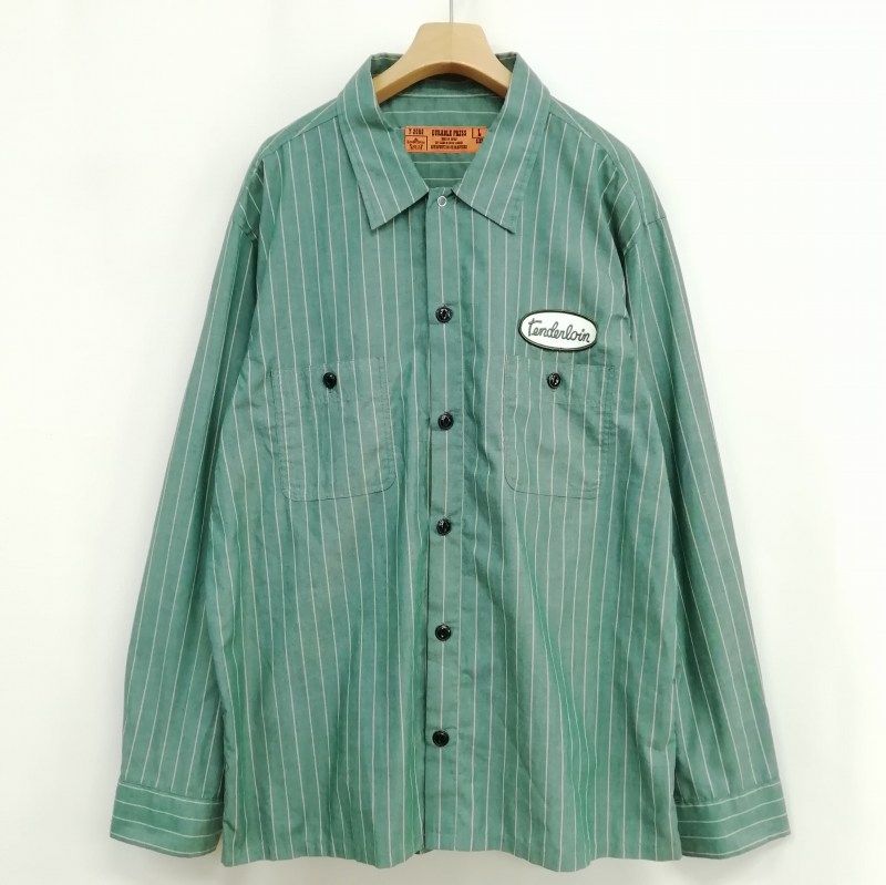 グリーン　ワッペン　テンダーロイン　tenderloin テンダーロイン TENDERLOIN ストライプ ワーク シャツ ロゴワッペン