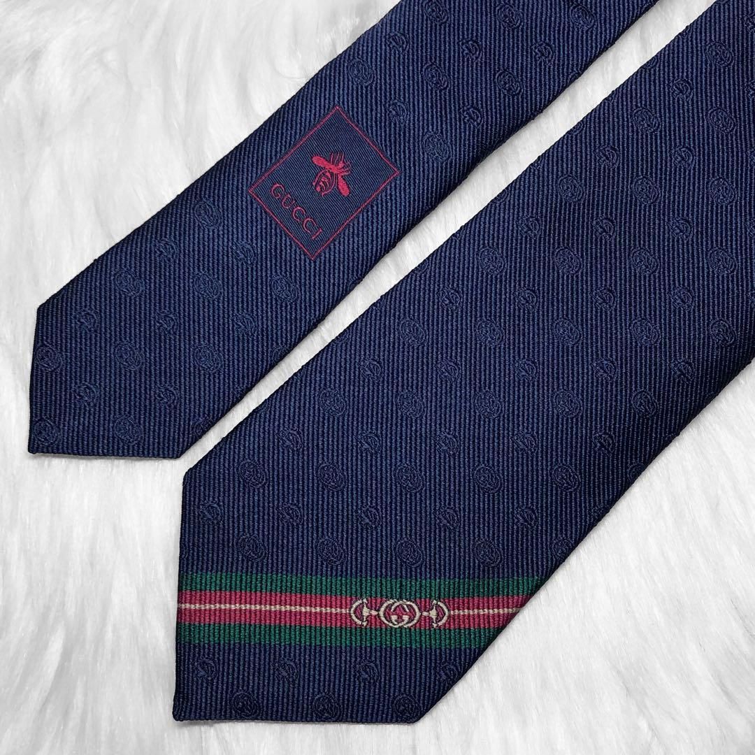 名作✨極美品✨ GUCCI グッチ ネクタイ GG柄 シェリーライン 艶 近代モデル】GUCCI グッチ ネクタイ GG柄 ホースビット シェリー
