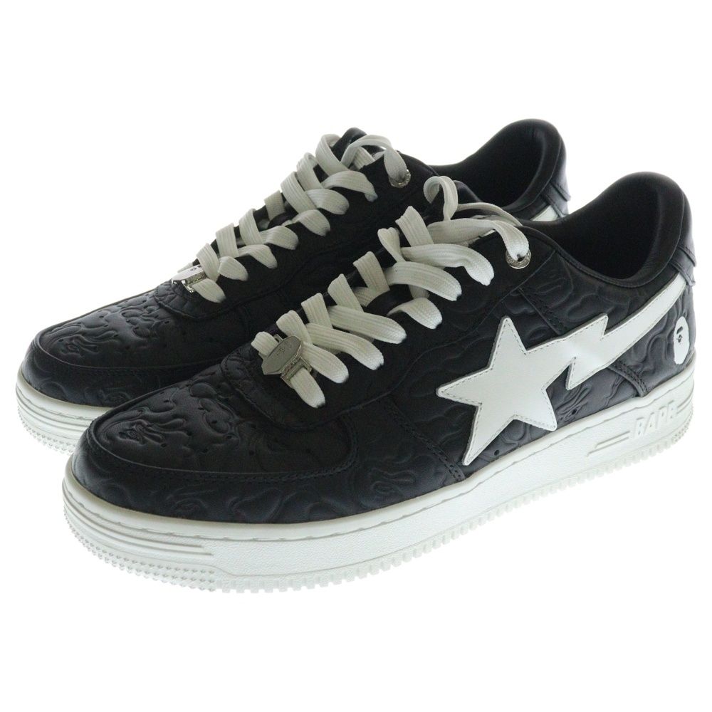 A BATHING APE アベイシングエイプ STA #3 OZX SH M191052 L レザースニーカー カーフレザー ラバー US9.5/27.5cm ブラック/ホワイト A BATHING APE (アベイシングエイプ) STA #3 OZX SH M191052 L レザー