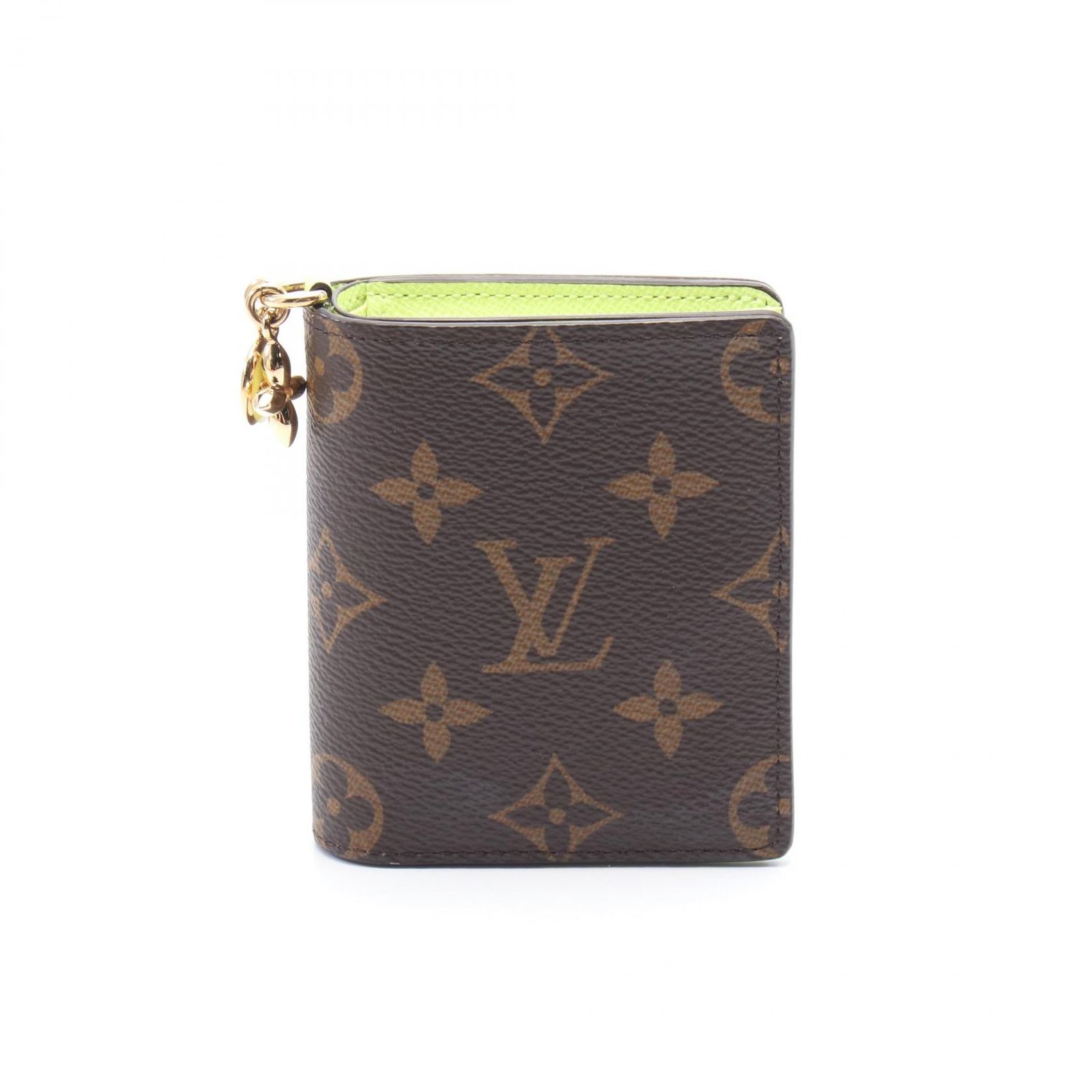 ルイ ヴィトン LOUIS VUITTON 二つ折り財布 ポケットウォレット LVチャーム モノグラム ゼスティライム M14628 グリーン PVCコーティングキャンバス レザー ポルトウォレット LVチャーム レディース
