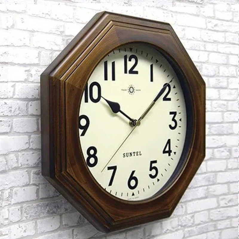 インテック 天然木レトロ8角掛け時計 アラビア文字 アンティークブラウン QL712_A