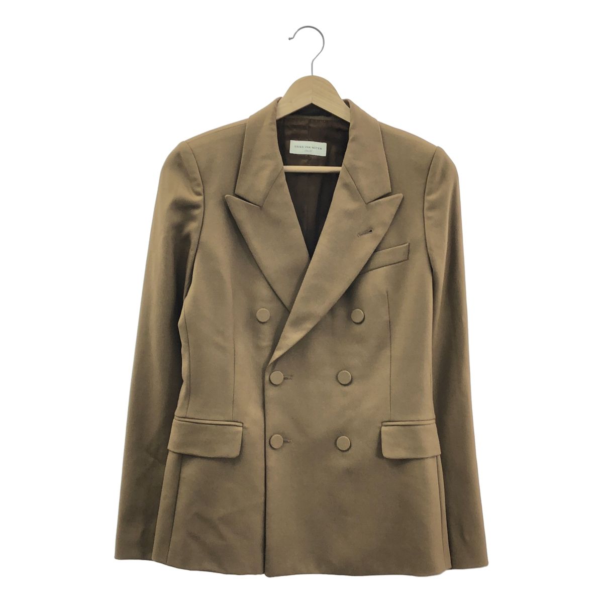 DRIES VAN NOTEN ドリスヴァンノッテン ウール ピークドラペル ジャケット 36 ブラウン レディース