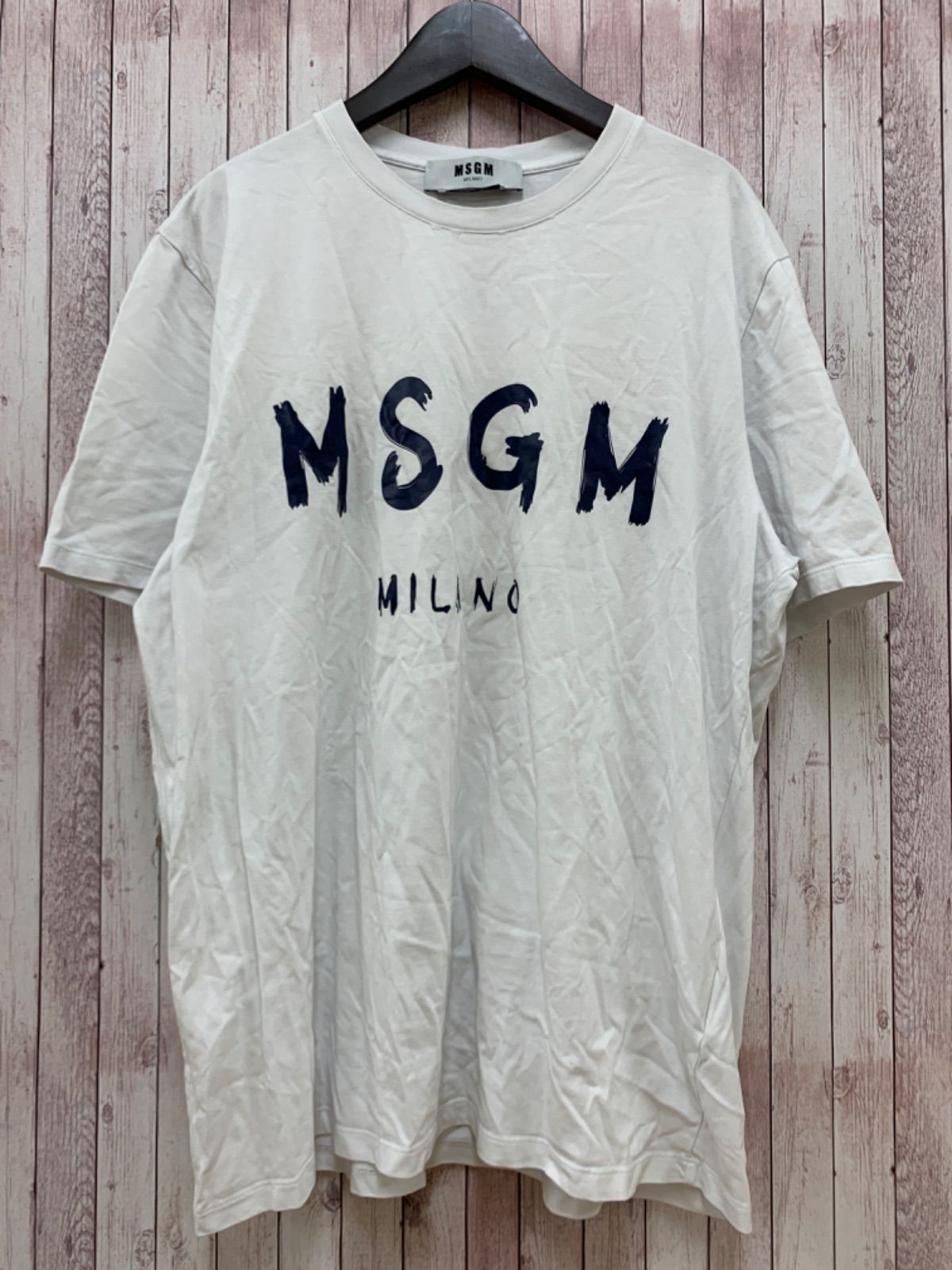 ☆イタリア製 MSGM MILANO エムエスジーエム Tシャツ M ロゴ 白 メンズ