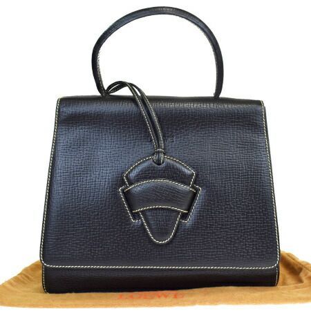 中古】 ロエベ LOEWE バルセロナ ハンドバッグ ブラック レザー 保存袋