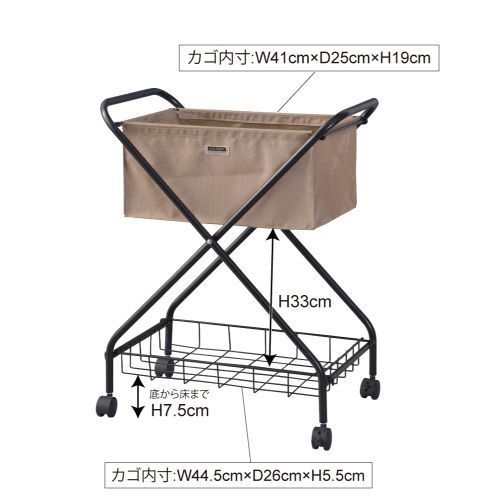 あたたみのある バスケットワゴン ランドリーバスケット キャスター付 籠 脱衣カゴ 東谷 Azumaya ベージュ ブラック グリーン 正面から向き合った