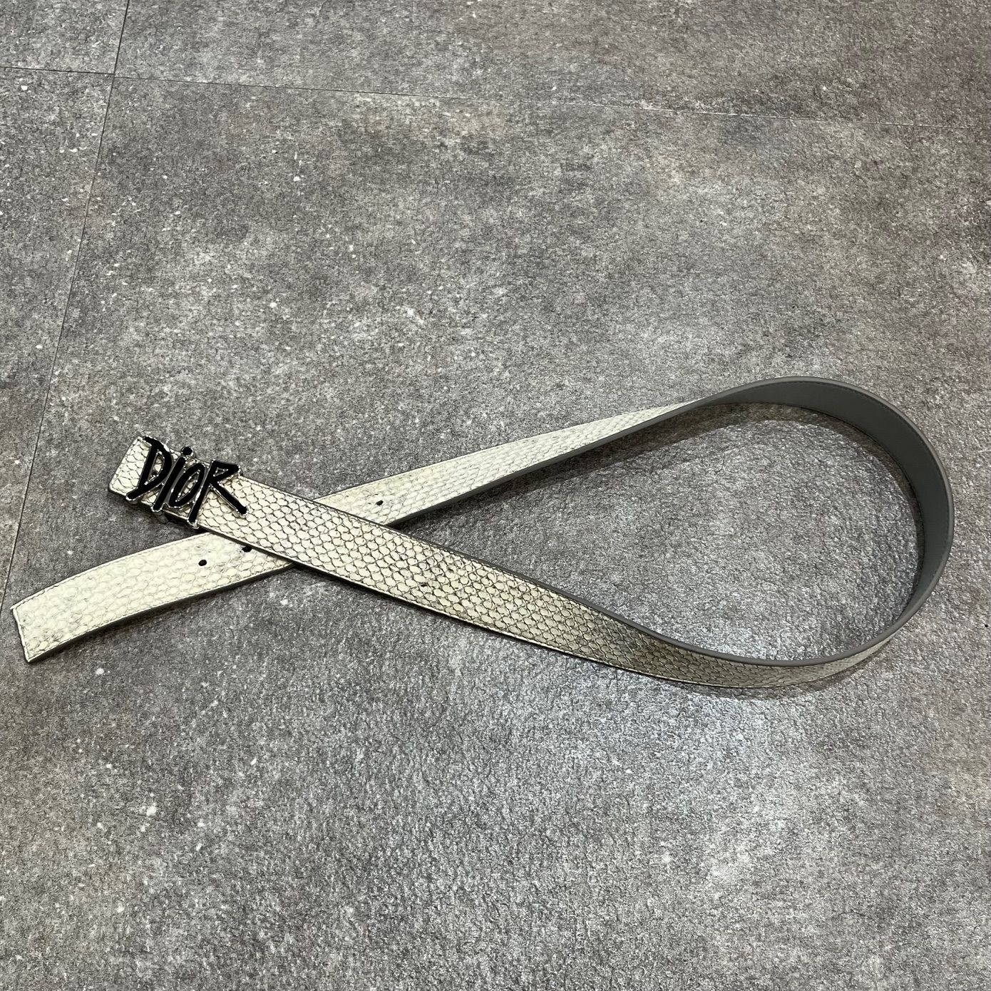 美品✨ Dior ミュール パイソン ベルト DIOR Shawn Stussy コラボ パイソンベルト ステューシー