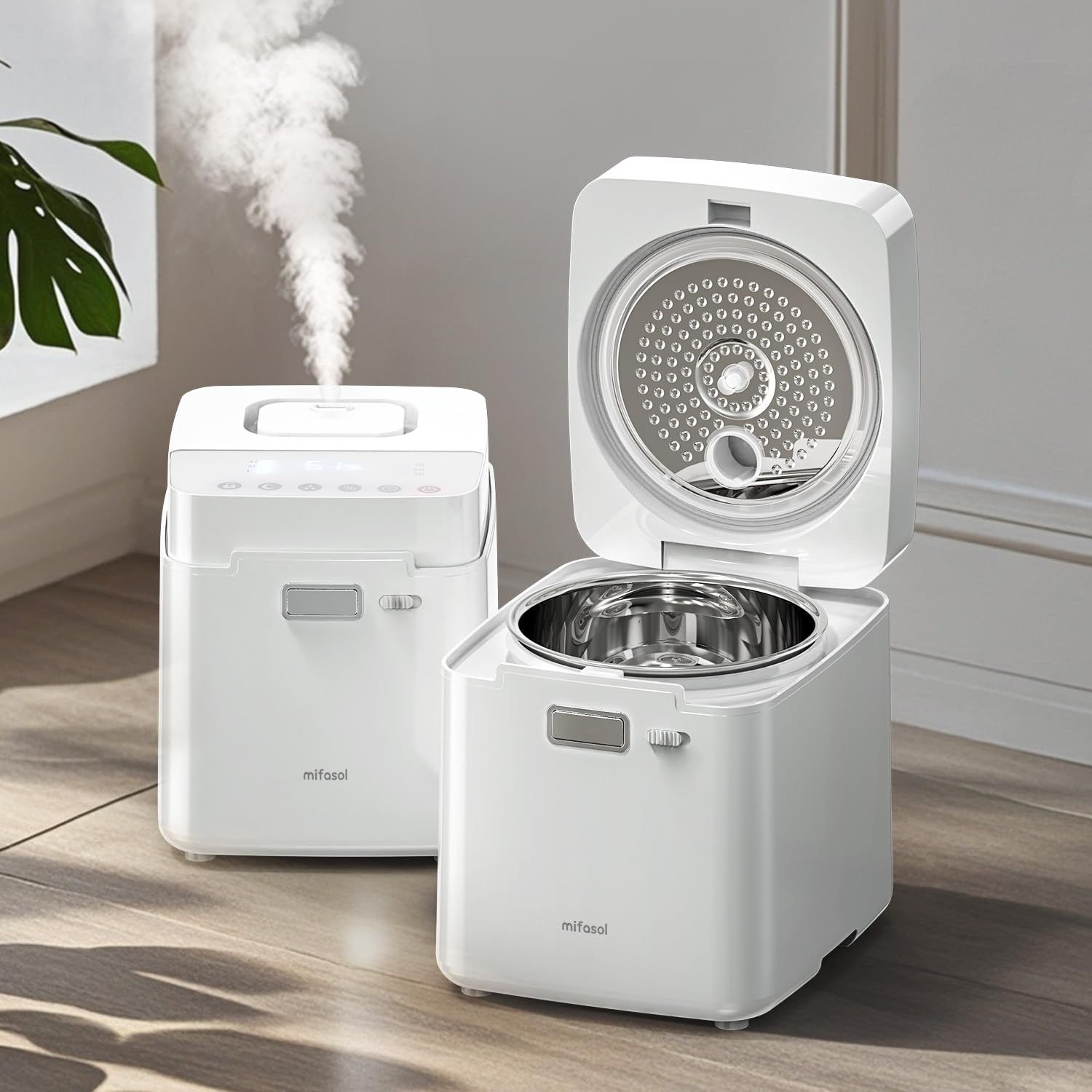 加湿器 スチーム式 加熱式 大容量. 3.3L 加湿量 800ml|h 22叠 100℃高温除菌 ミスト3段階 恒湿 Mifasol加湿器 切タイマー付き お手入れ簡単 静音 空焚き防止 寝室|子供部屋|事務所|居間|リビング|オフィス ホワイト