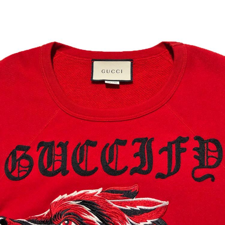 GUCCI グッチ 17AW ウルフ レイ スパンコール クルーネック トレーナー