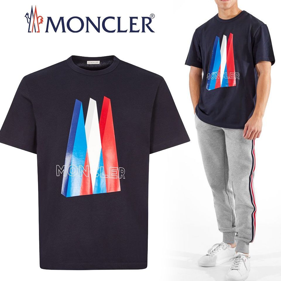 124 MONCLER モンクレ ール 8C78410 8390T ネイビー ロ ゴ 半袖 T  