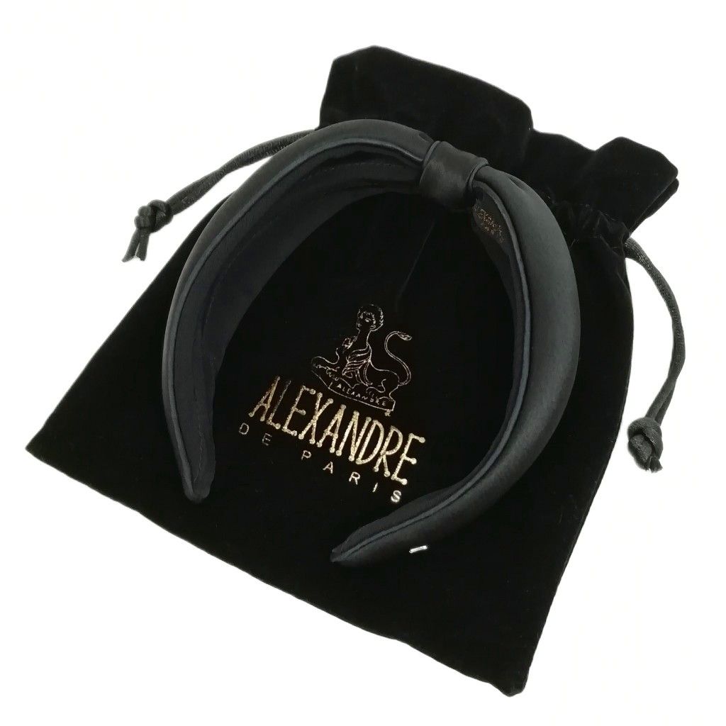 アレクサンドルドゥパリ Alexandre De Paris サテン リボンカチューシャ ヘアアクセサリー ブラック