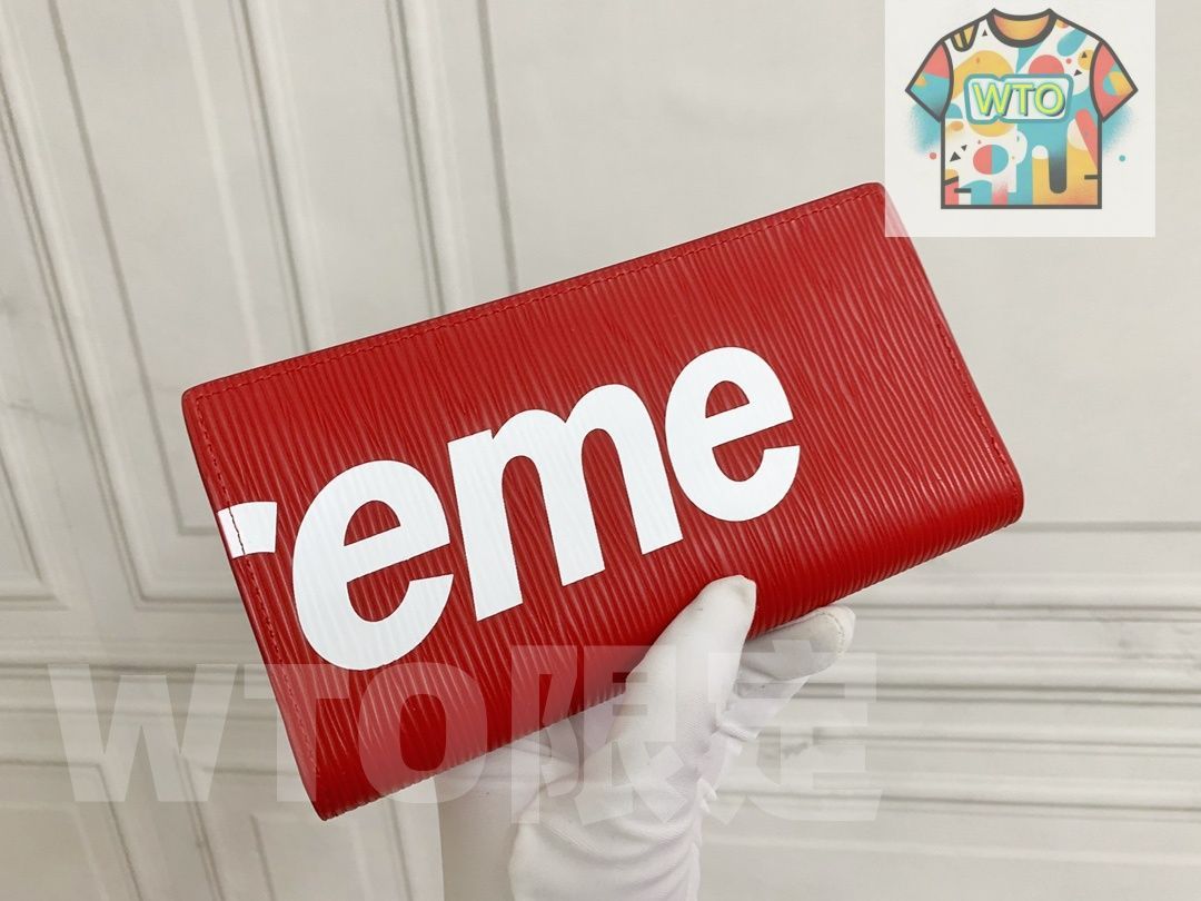 Louis Vuitton Supreme コラボ 長財布 レッド 関税負担なし ルイヴィトン シュプリーム 偽物 ジッピー