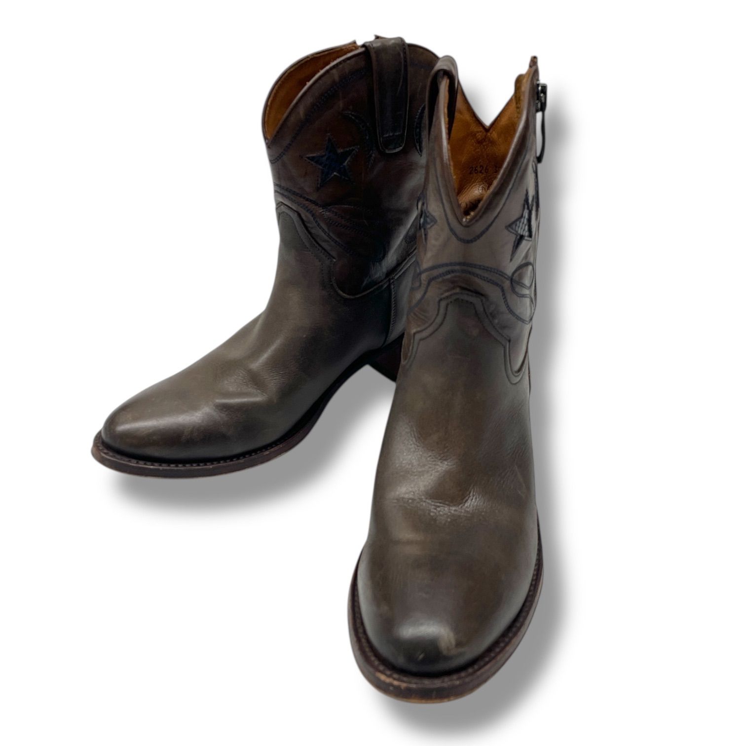 TONY MORA トニーモラ ウエスタンブーツ ショートブーツ レザー サイドジップ ヒール シューズ 靴 2626 フランス製 茶色 ダークブラウン 24cm レディース 秋 ゴーゴー古着マルイ北千住店 26 No.1054